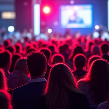 Crowd at a corporate event.